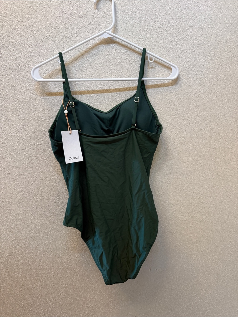 Quince Dark Green One-Piece Swimsuit with Adjustable Straps